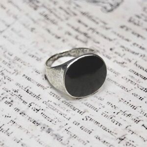 Black Enamel Oval Signet Ring